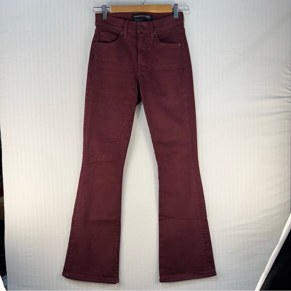Veronica Beard Beverly Skinny Flare High-Rise Burgundy Red Denim Jeans Size 24 - Picture 1 of 10